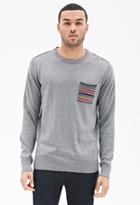 Forever21 Pattern-paneled Pocket Sweater