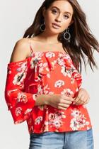 Forever21 Open-shoulder Floral Print Top