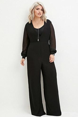 Forever21 Plus Size V-neck Chiffon Jumpsuit