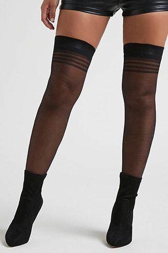 Forever21 Striped Thigh-high Tights