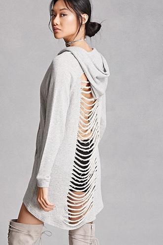 Forever21 Longline Ladder-cutout Hoodie