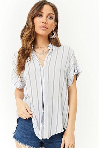 Forever21 Striped Split-back Shirt