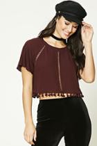 Forever21 Crocheted Tasseled-hem Crop Top