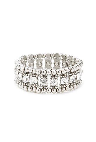 Forever21 Rhinestone Stretch Bracelet (antic Silver/clear)