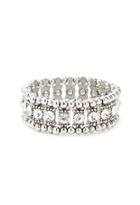 Forever21 Rhinestone Stretch Bracelet (antic Silver/clear)
