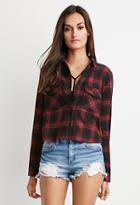 Forever21 Women's  Boxy Plaid Flannel Shirt