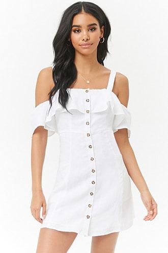 Forever21 Flounce Linen Button-front Dress