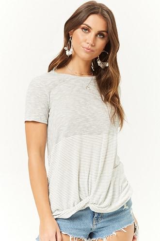 Forever21 Contrast Striped Twist-front Top