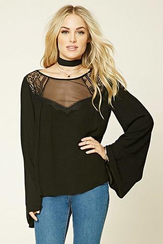 Love21 Women's  Contemporary Mesh-panel Top