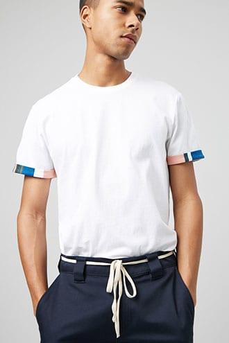 Forever21 Striped-trim Cuffed Tee