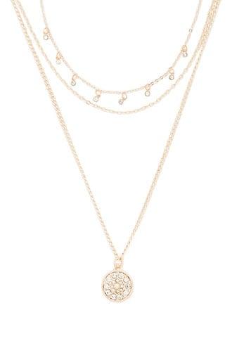 Forever21 Rhinestones & Faux Pearl Pendant Chain Necklace Set