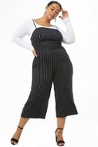 Forever21 Plus Size Pinstriped Culotte Jumpsuit