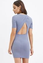 Forever21 Women's  Cutout-back Ribbed Dress (dusty Blue)
