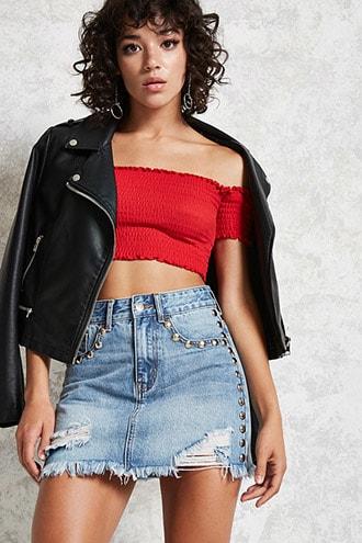 Forever21 Studded Denim Mini Skirt