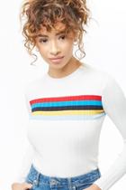 Forever21 Ribbed Multicolor Striped-front Top