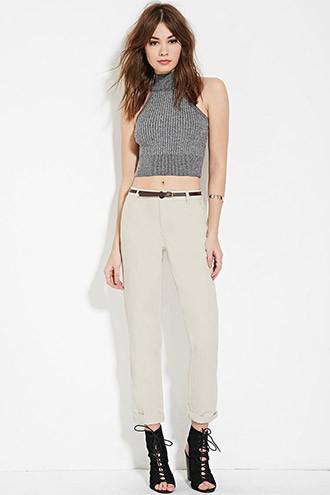 Forever21 Women's  Tan Belted Trousers
