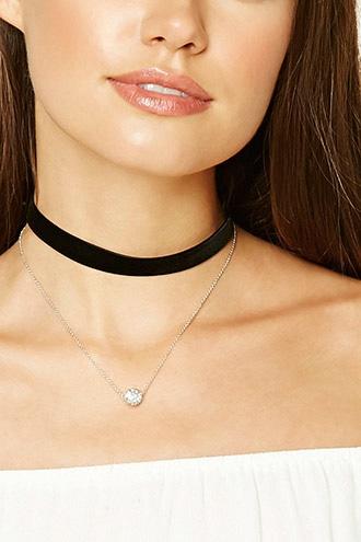Forever21 Velvet Ball Charm Choker Set