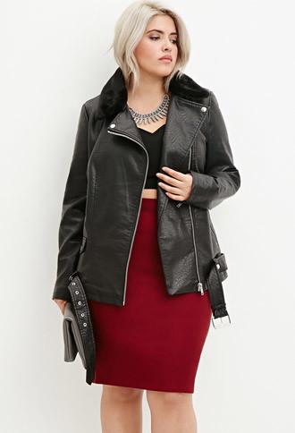 Forever21 Plus Faux Fur Moto Jacket