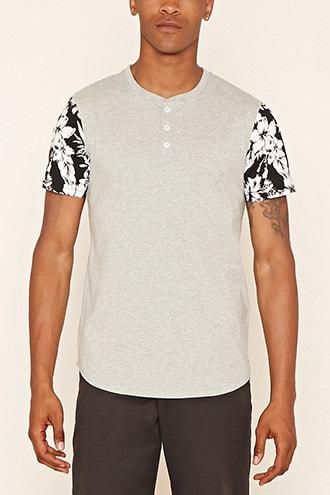 Forever21 Tropical Print Henley