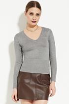 Forever21 Women's  Heather Grey V-neck Sweater