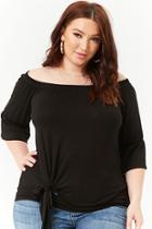 Forever21 Plus Size Off-the-shoulder Tie-front Top