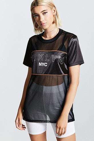 Forever21 Brklyn Graphic Mesh Tunic