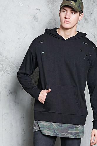 Forever21 Camo Print Panel Hoodie