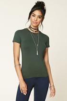 Forever21 Women's  Hunter Green Scoop-neck Tee