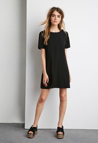Forever21 Embroidered Cutout Shift Dress
