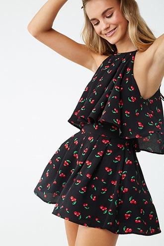 Forever21 Cherry Print Romper