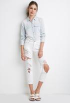 Forever21 Snap-button Pinstriped Shirt