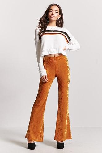 Forever21 Crushed Velvet High-waist Flared Pants