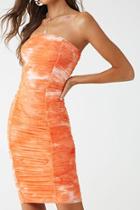 Forever21 Ruched Mesh Tie-dye Tube Dress
