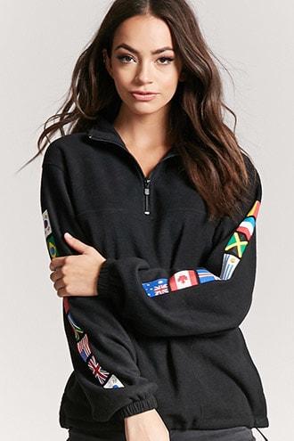 Forever21 Flag Graphic Fleece Pullover