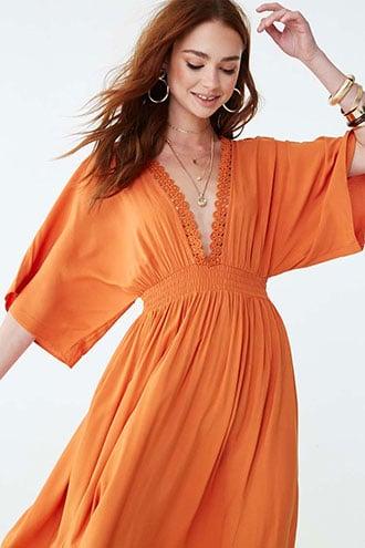 Forever21 Crochet Lace-trim Maxi Dress