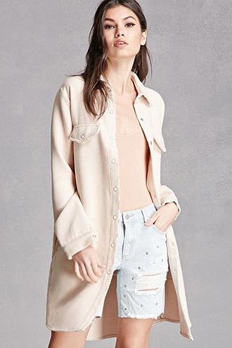 Forever21 Raw-cut Fleece Button-up Coat