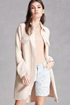 Forever21 Raw-cut Fleece Button-up Coat