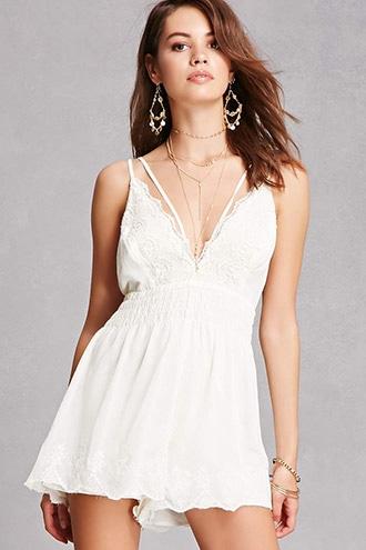 Forever21 Lush Lace Trim Romper