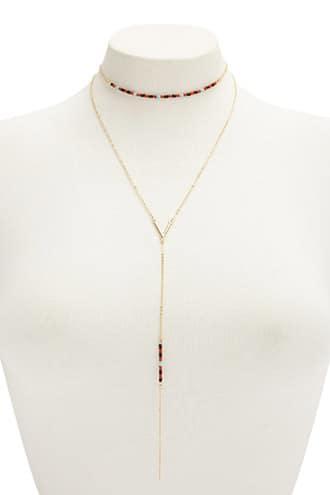 Forever21 Beaded Drop Chain Necklace