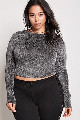 Forever21 Plus Size Metallic Knit Crop Top