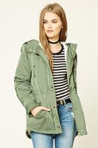 Forever21 Women's  Satin And Faux Shearling Parka