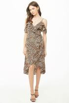 Forever21 Leopard Print Open-shoulder Wrap Dress