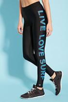 Forever21 Women's Black & Blue Active Live Love Surf Leggings
