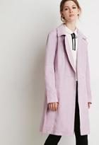 Love21 Women's  Genuine Suede Belted Trench Coat (lavender)