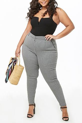 Forever21 Plus Size Houndstooth Tapered Leg Pants