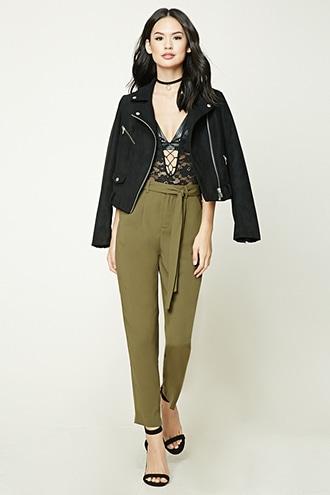 Forever21 Women's  Belted Palazzo Pants