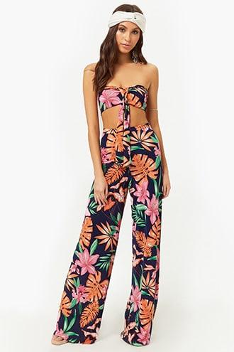Forever21 Tropical Crop Top & Pants Set
