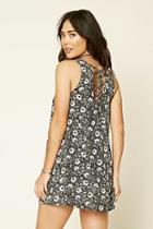 Forever21 Women's  Lace-up Floral Swing Dress
