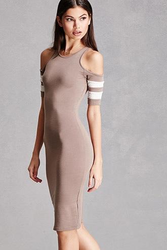 Forever21 Varsity Open-shoulder Dress
