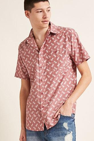Forever21 Montage Pineapple Print Shirt